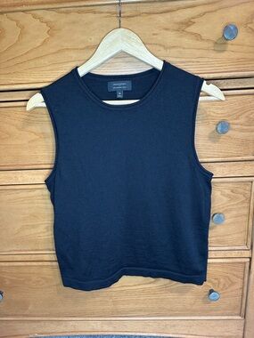 Banana Republic Black Sleeveless 100% Merino Wool Sweater Womens M Old Money